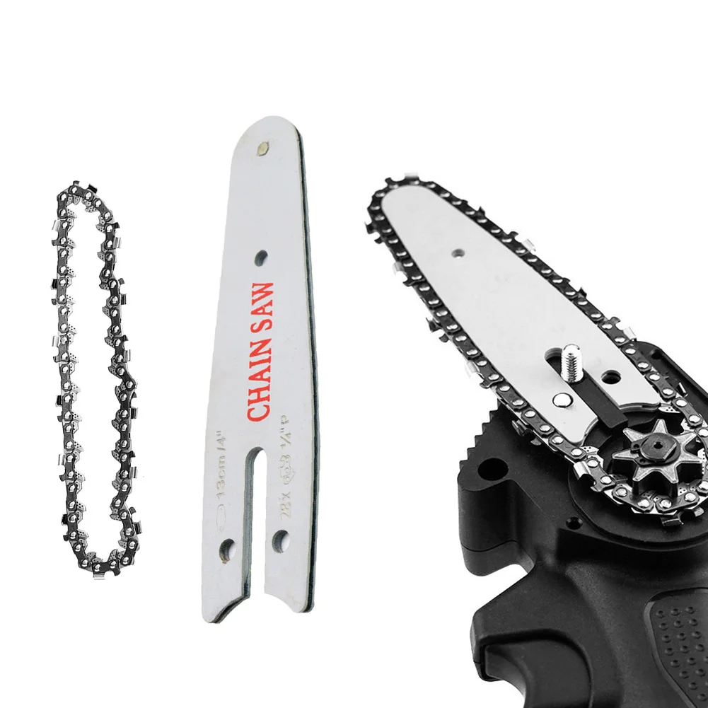 

Electric Chainsaw Replacement 13cm Chainsaw Guide Bar 28cm Saw Chains Woodworking Saw Accessories Silver Dremel Accesorios