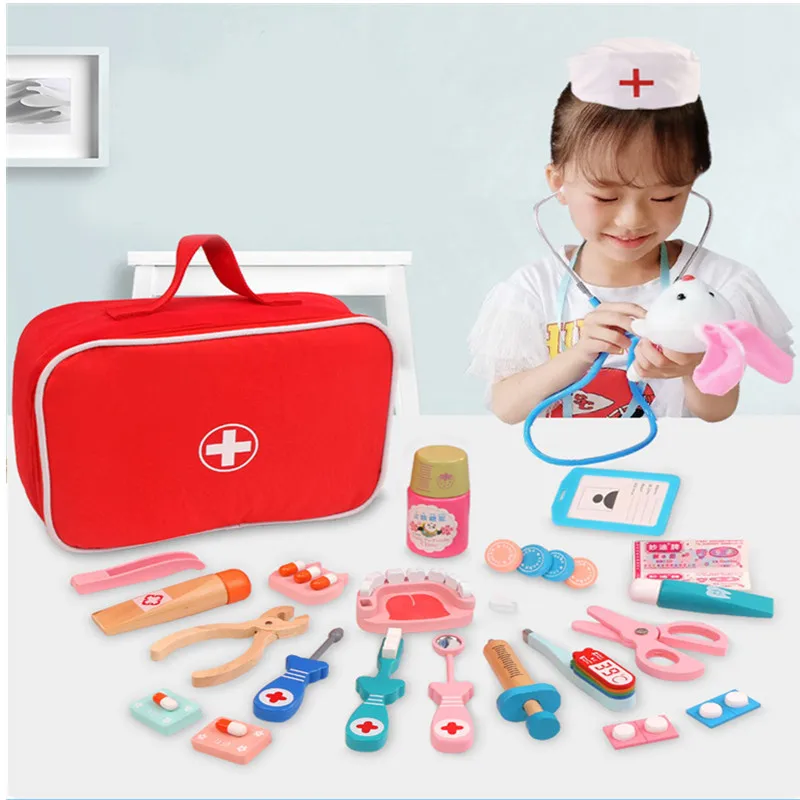 

Wooden Pretend Play Doctor Educationa Toys for Children Kid Medical Simulation Medicine Chest Set for Kids Interest Development