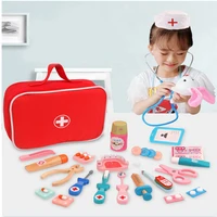 wooden pretend play doctor educationa toys for children kid medical simulation medicine chest set for kids interest development