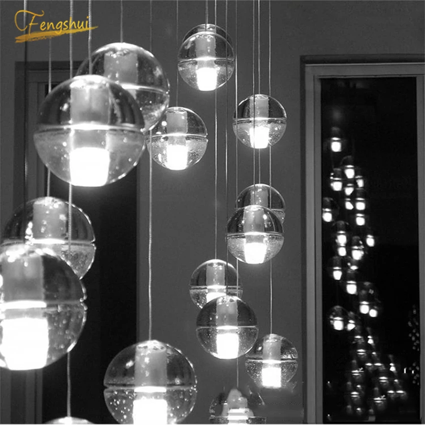 

Nordic Crystal Ball LED Pendant Lights Modern Crystal Living Room Restaurant Pendant Lamp Creative Indoor Decor Hanging Lights