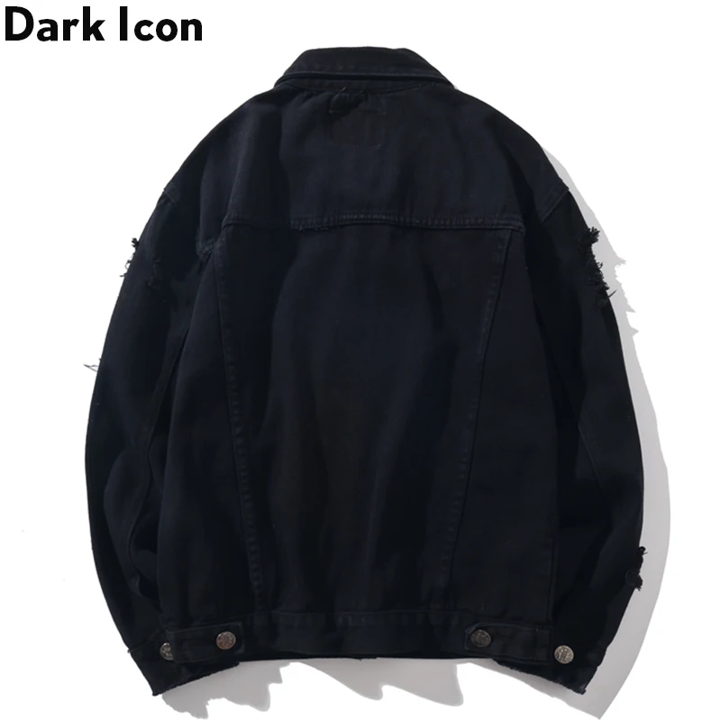 Джинсовая куртка Dark Icon Мужская рваная однотонная уличная одежда из денима модные