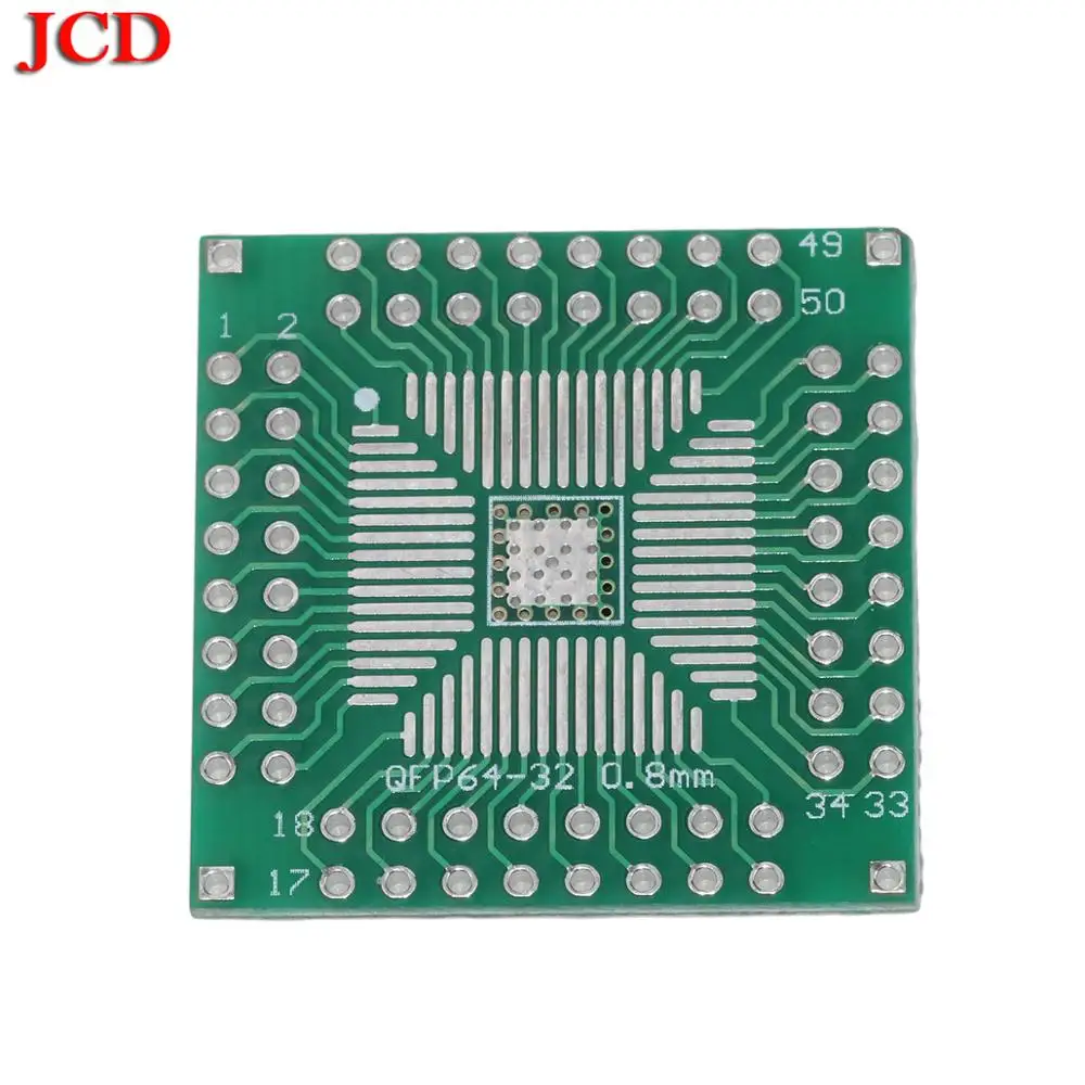 JCD Новая плата адаптера PCB QFP64 QFN64 поворотный DIP64 0 5 мм 8 IC адаптер гнездо/плата |