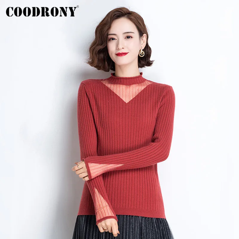 

COODRONY Brand Elegant Streetwear Fashion Female Knitted Soft Jumpers 2021 Spring Business Casual Women‘s Slim Sweaters W1365
