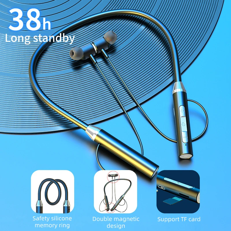 Беспроводная гарнитура с микрофоном спортивные Hi Fi стереонаушники поддержкой TF