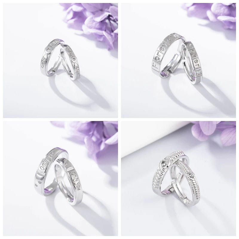 Пара простых мужских и женских нишевых дизайнов из чистого серебра