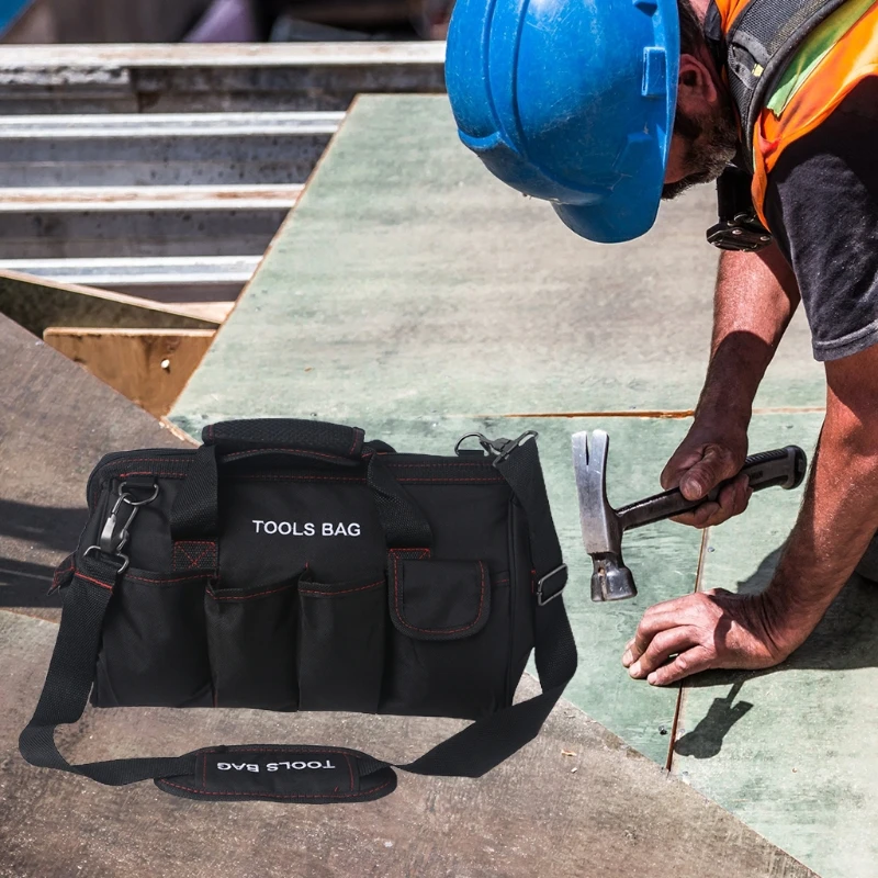 

N0HB 14/16/18-inch Wide Mouth Tool Bag with Water Proof Molded Base Wide Mouth Tool Tote Bag Waterproof Tool Organizer Bag