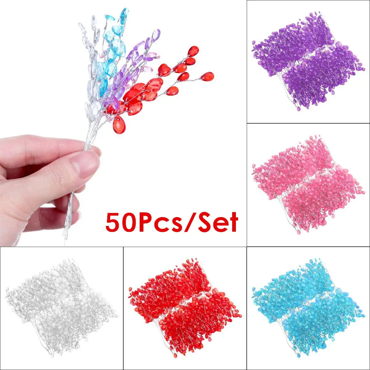 Новинка 50 шт./упак. прозрачные акриловые капли хрустальный шарик спрей проводные