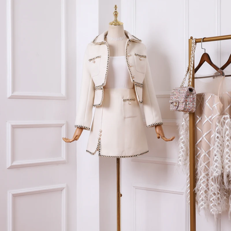 Женский костюм из двух предметов Кружевная декоративная куртка с отложным