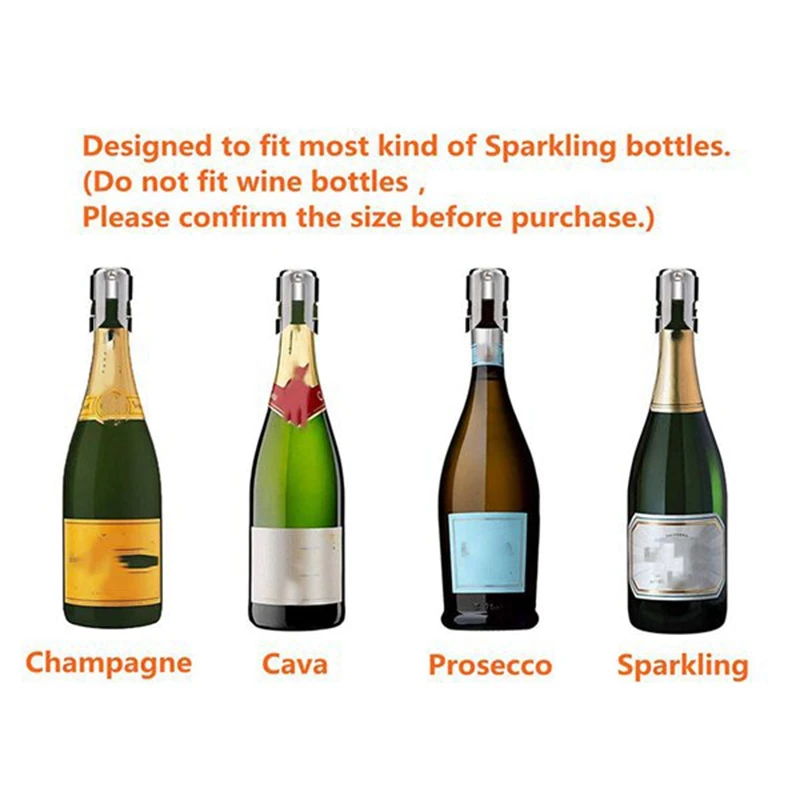 4 Pcs Champagne Stopper with Long Sealing Plug Stainless Steel Silver Bottle | Bar Tools