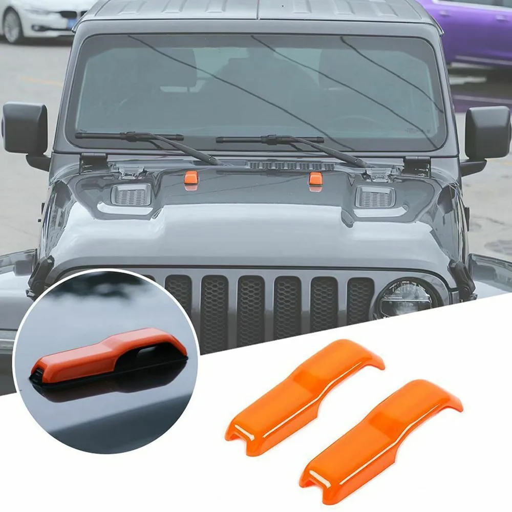 

2pcs Car Engine Hood Hinge Cover Trim Auto Exterior Decoration Accessories For Jeep Wrangler JL JT 2018+