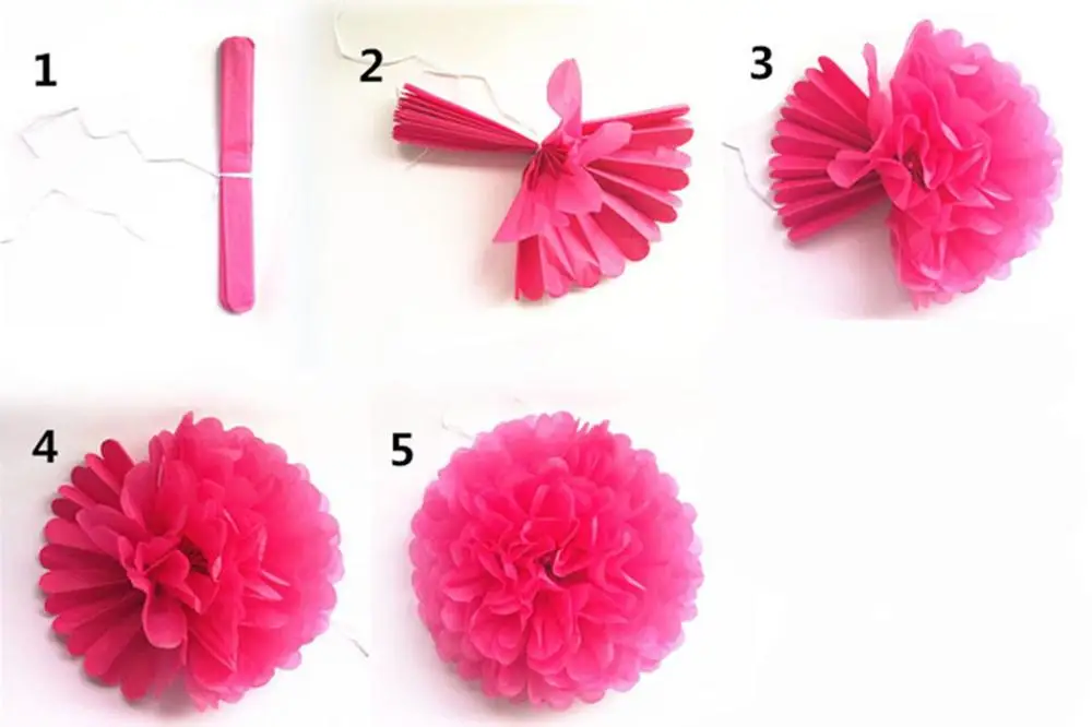 5 шт. бумажные цветы-шары помпоны декоративные свадебные аксессуары помпон