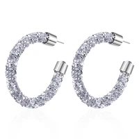 shiny rhinestone big hoop earrings for women redblueblack crystal c shape large round circle earring exaggerated jewelry gifts