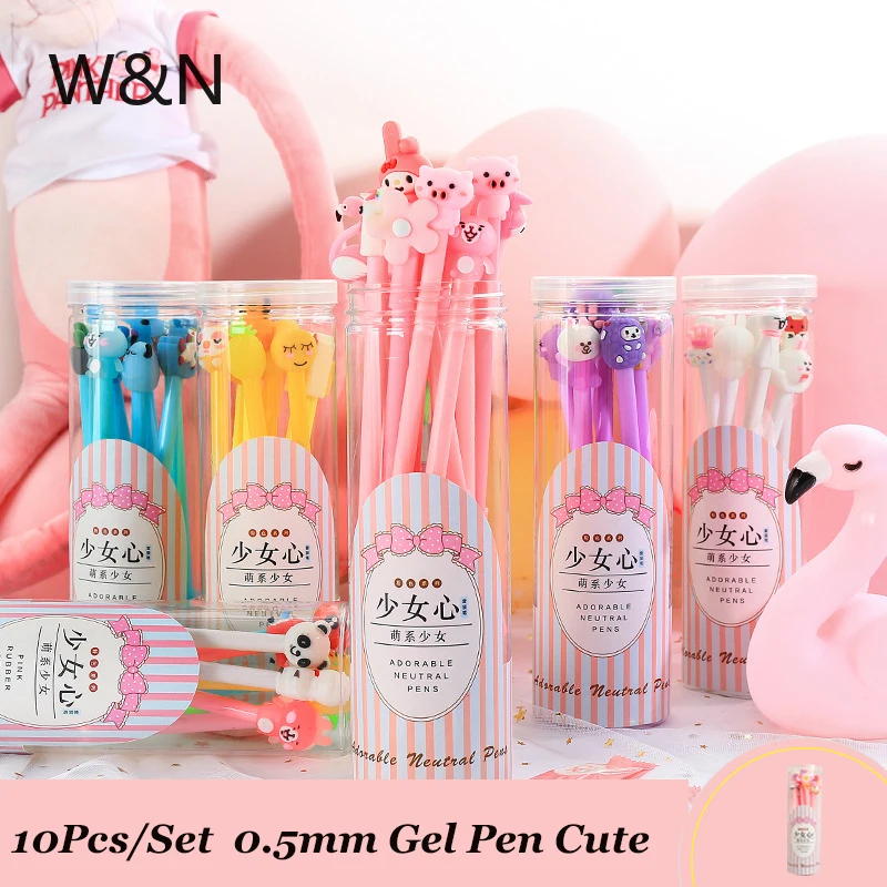 10 шт./компл. Офисная гелевая ручка милый флеш накопитель в виде единорога 0 5 мм