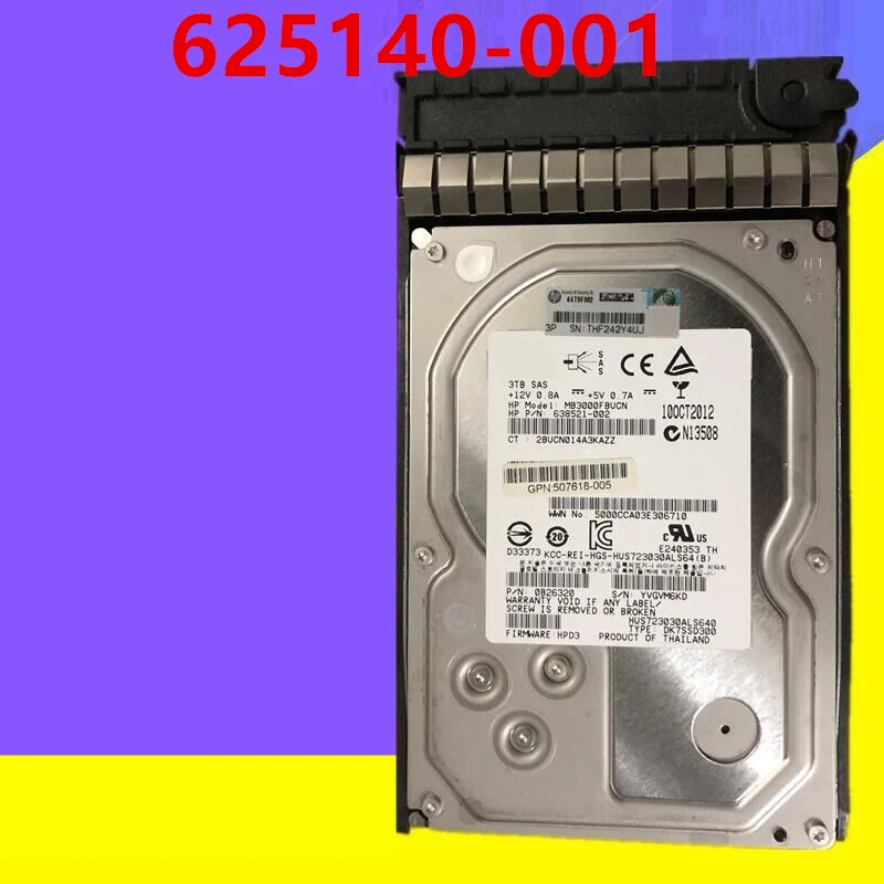 

Original New HDD For HP 3TB 3.5" SAS 6 Gb/s 64MB 7200RPM For Internal HDD For Server HDD For 625031-B21 625140-001