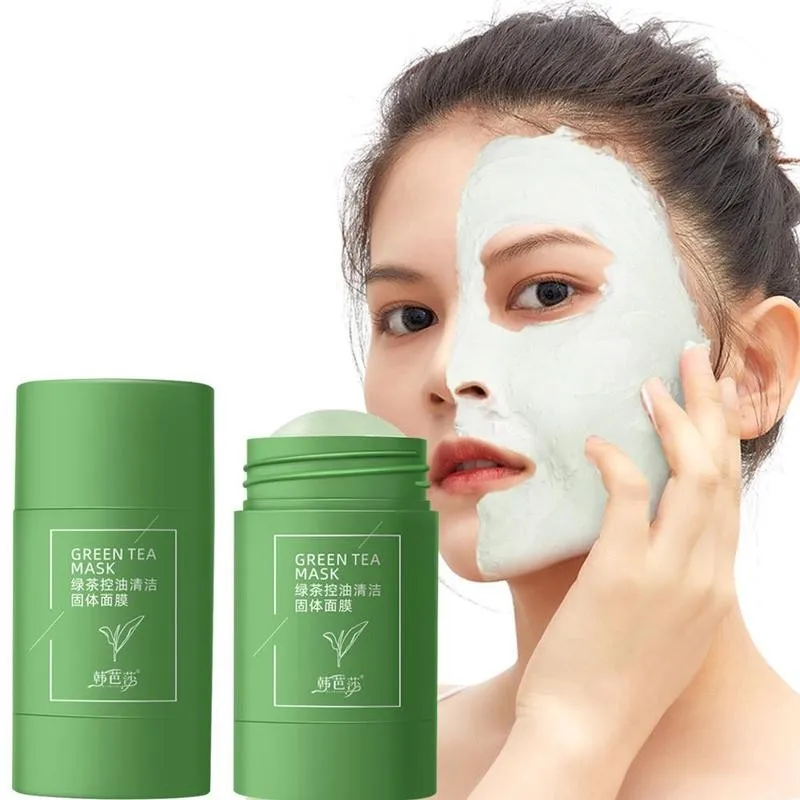 Green Tea Mask Deep Cleansing Mud Mask Eggplant Masks Purifying Clay Stick Mask Remove Blackhead Fine Pores