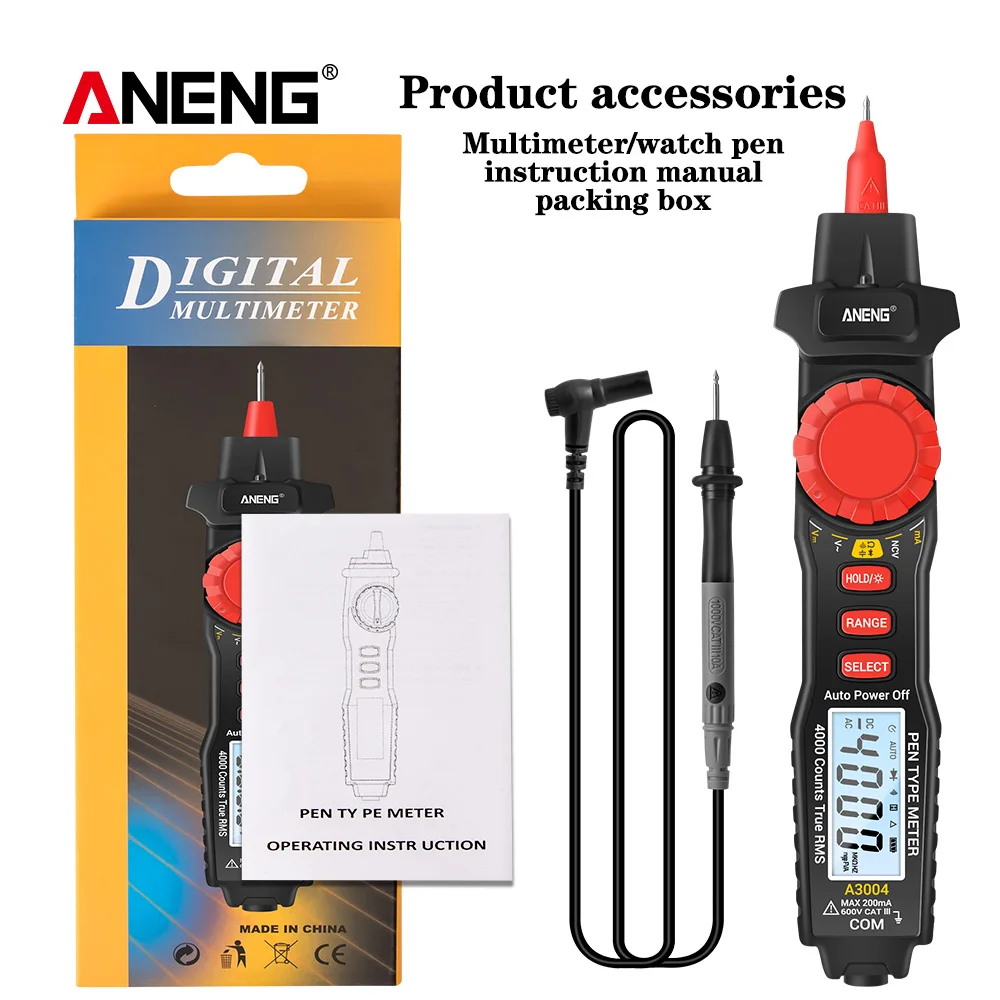 

ANENG A3004 Digital Multimeter Pen AC/DC Current Meter 4000 Counts Electric Handheld Tester Voltage Resistance Profesional Tools