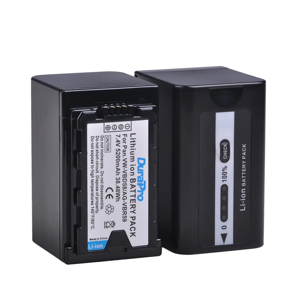 5200mAh VW-VBD58 VW VBD58 Battery with Charger for Panasonic AG VBR59 HPX265MC PX270 PX285MC PX298 VBD29 VBD58 VBD78