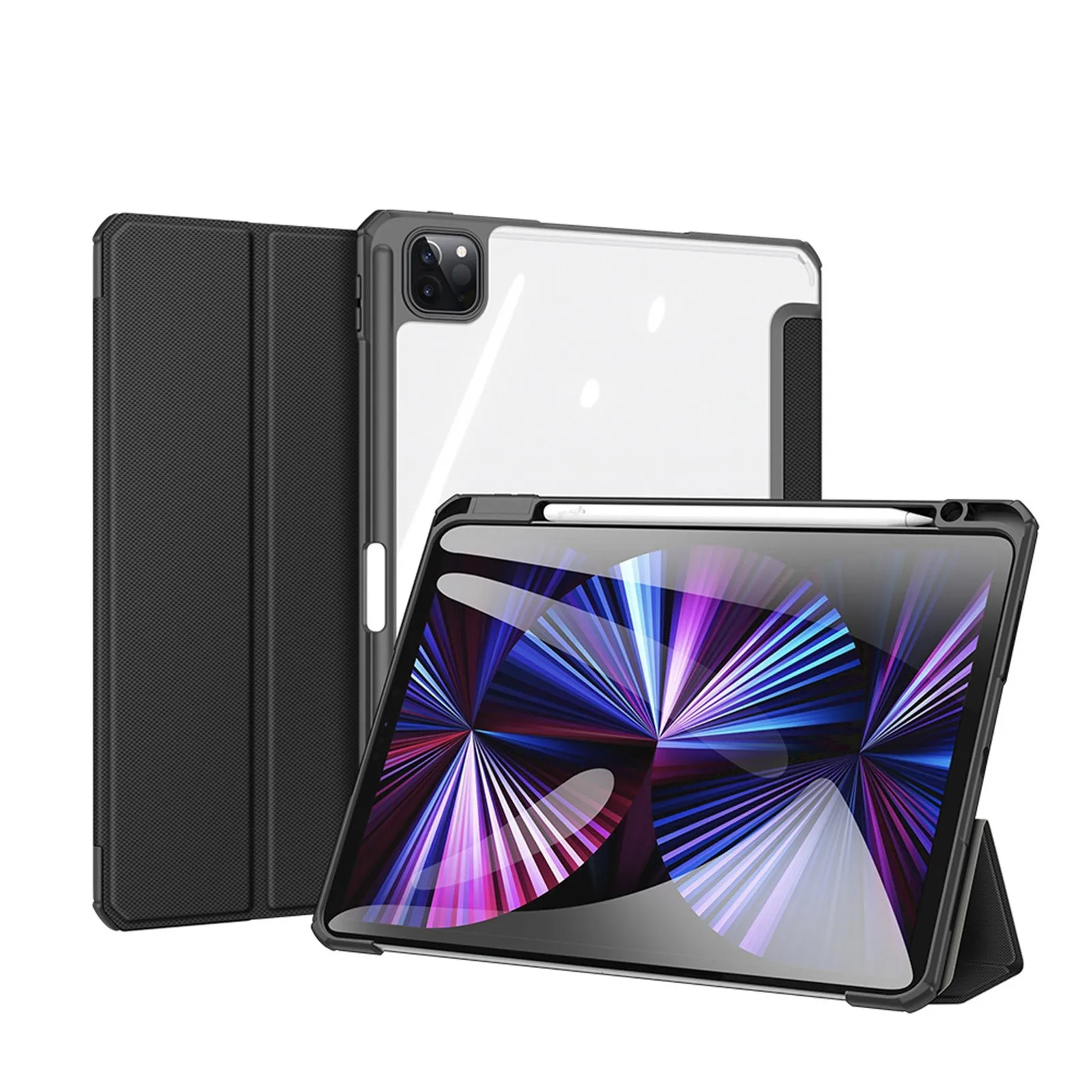 

Чехол для планшета Магнитный защитный чехол для IPad Pro 11 дюймов/12,9 дюйма 2021 прозрачная задняя крышка со слотом для ручки умная Подставка для п...