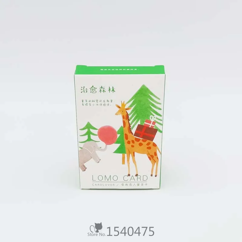 

A 28 pcs/lot Cartoon Cute Animals Forest Lomo Mini Paper Boxed Greeting/Birthday Note Message Cards Love Gift for Girls friend