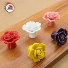 Керамические ручки UKE Floral Rose для ручек шкафов и ручек для ящиков с цветами, ручки для шкафов, ручки для мебели в сельском стиле