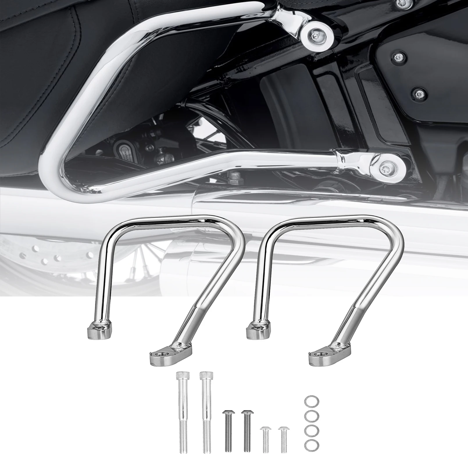 

For Harley FLHC FLHCS Softail Heritage Classic 2018-2021 Chrome Highway Rear Steel Saddlebag Guard Crash Bar Motorcycle Parts