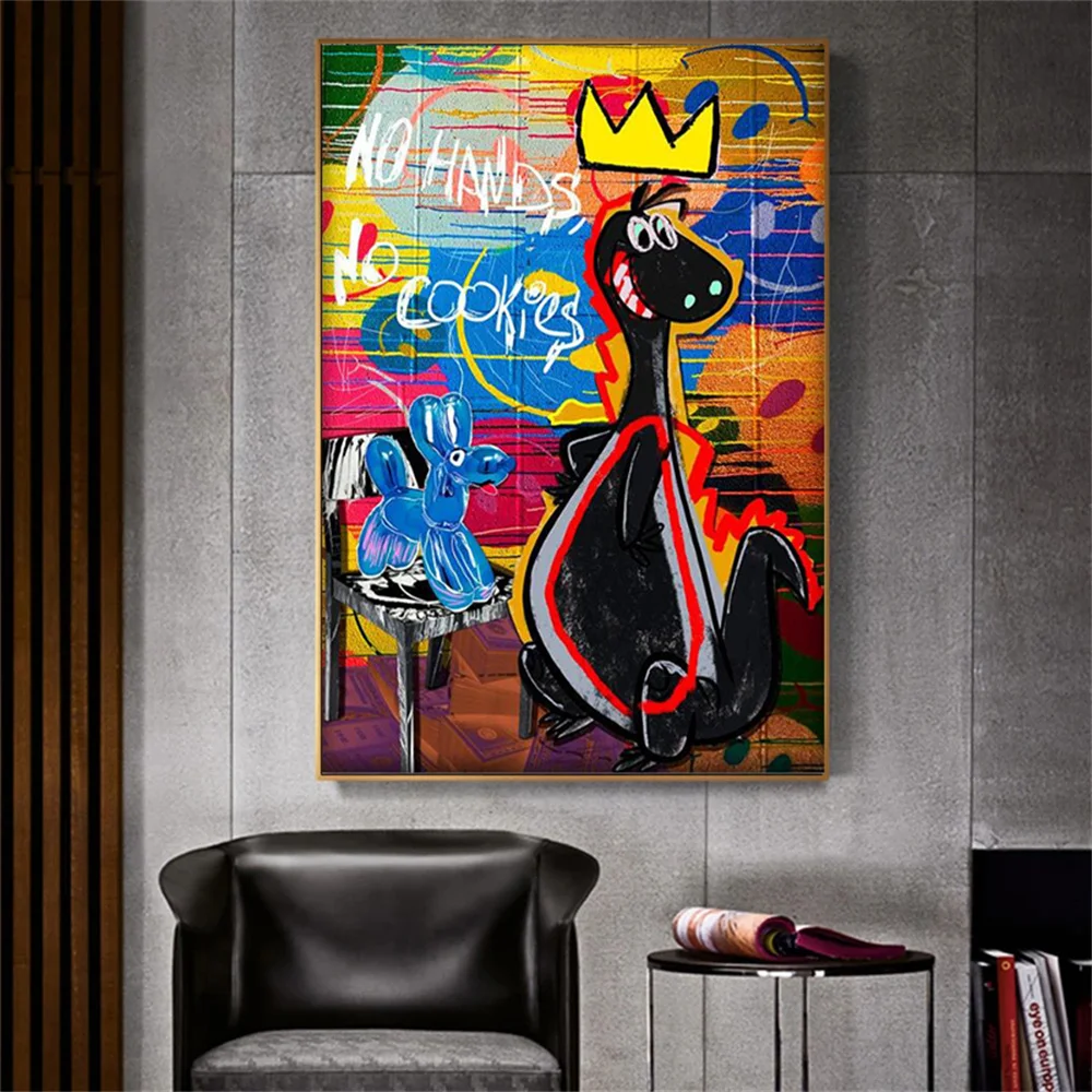 

Graffiti Art Cartoon Dinosaur Canvas Painting Modern Animal Posters and Prints Wall Art Pictures for Kids Room Home Decoration