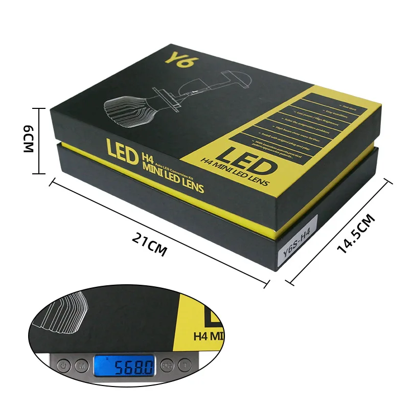 2 шт Автомобильный светодиодный фар H4 трехцветный объектив рыбий глаз лампы