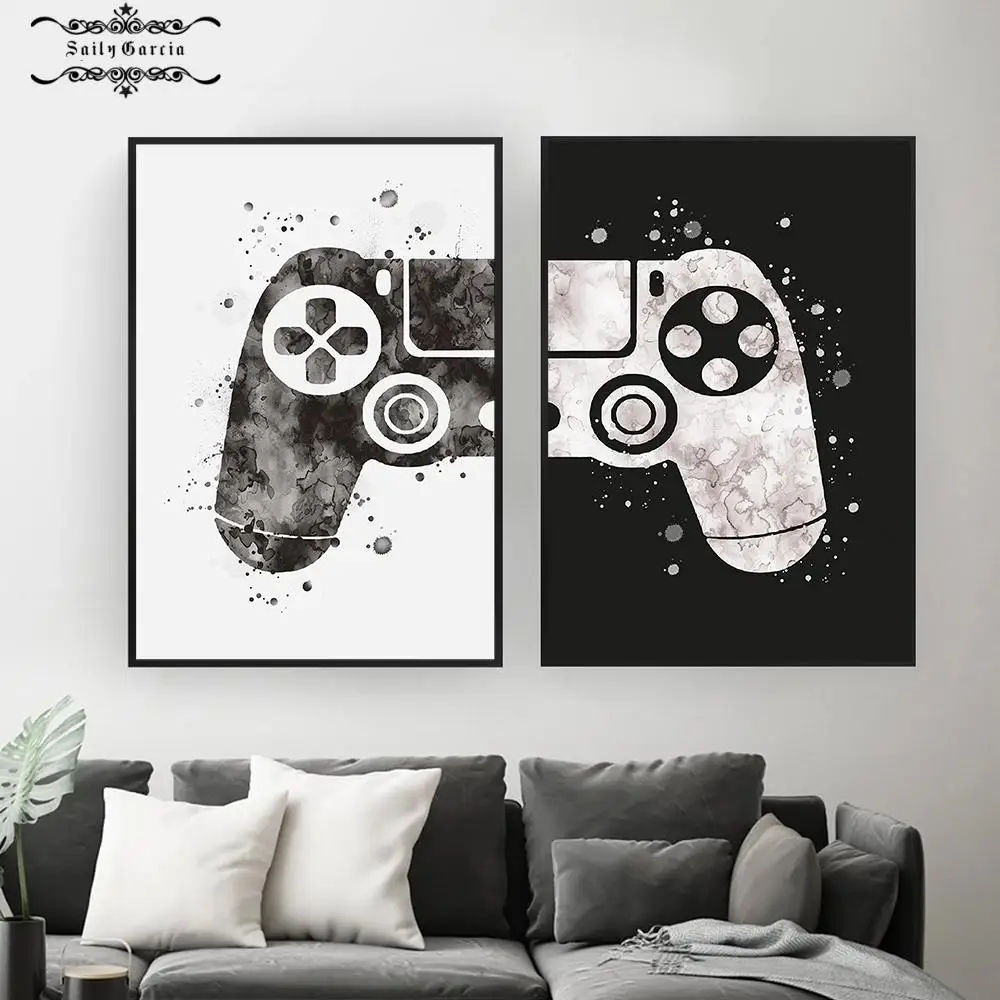 Минималистичный игровой постер для мальчиков принт геймпада иллюстрация игры