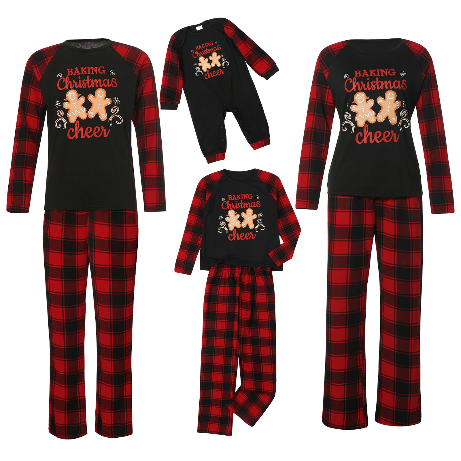 

Рождественский взрослый комбинезон, Осенний полиэстеровый красный топ и брюки с длинным рукавом и принтом в клетку