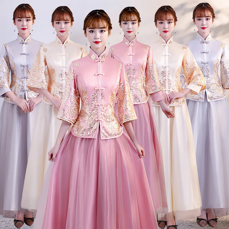 

Oversize 3XL Embroidery Chinese Female Oriental Cheongsam Vintage Evening Dress Celebrity Banquet Dresses Vestidos De Festa