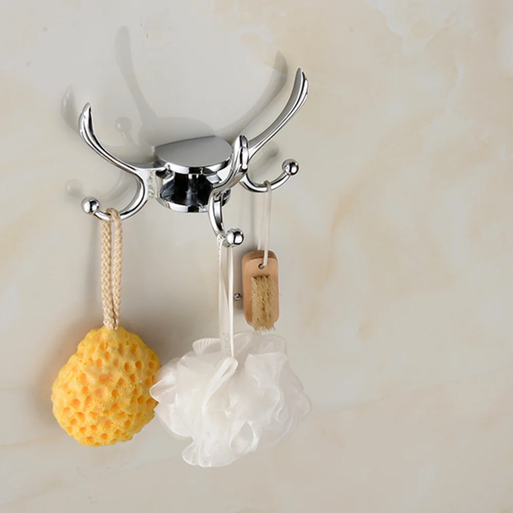 

Coat Hook Rotation Three Hooks Zinc Alloy Wall Hanger Towel Bathroom Robe Accessories(Rose Gold)
