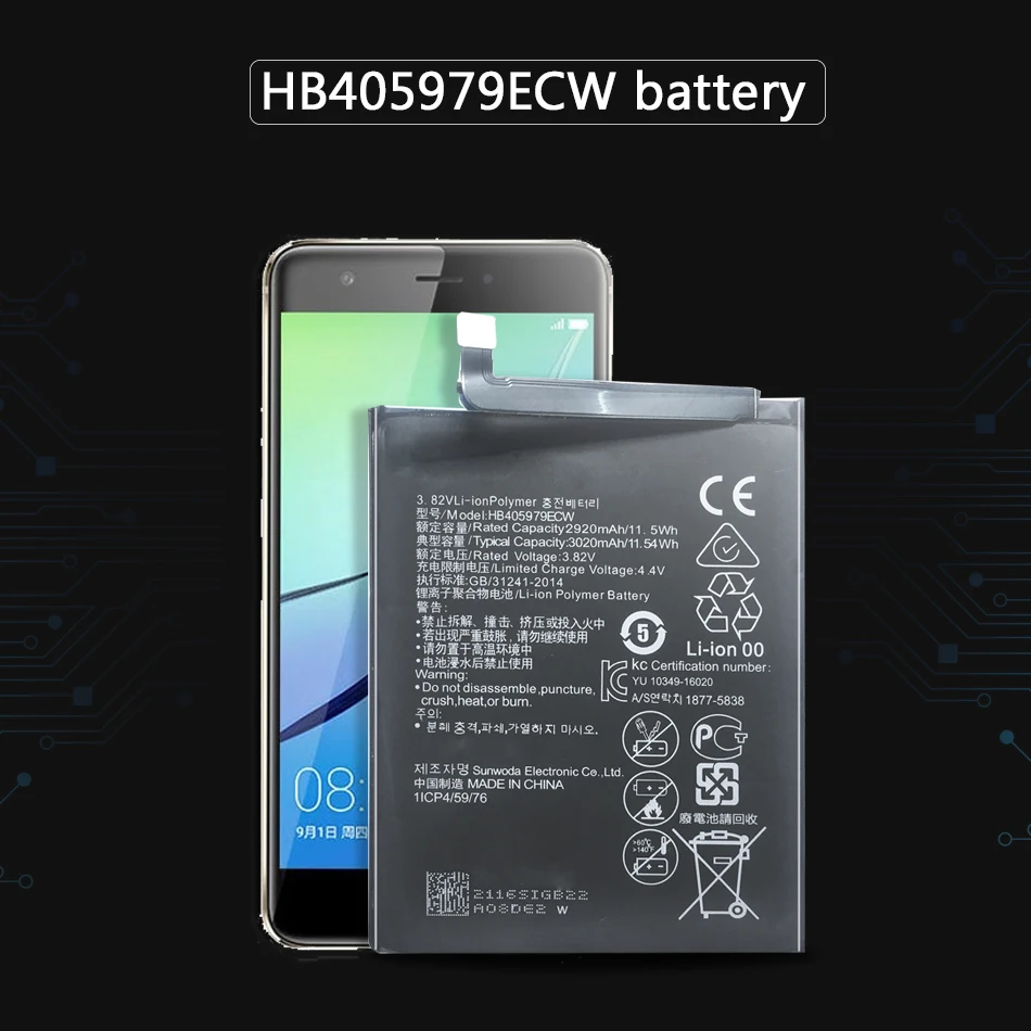 3020 мА/ч, HB405979ECW Аккумулятор для Huawei Y6 /Y6 Pro /НУА Вэй слава 6 играть MYA-L11 MYA-L41 MYA-L03 L23 L02 L22