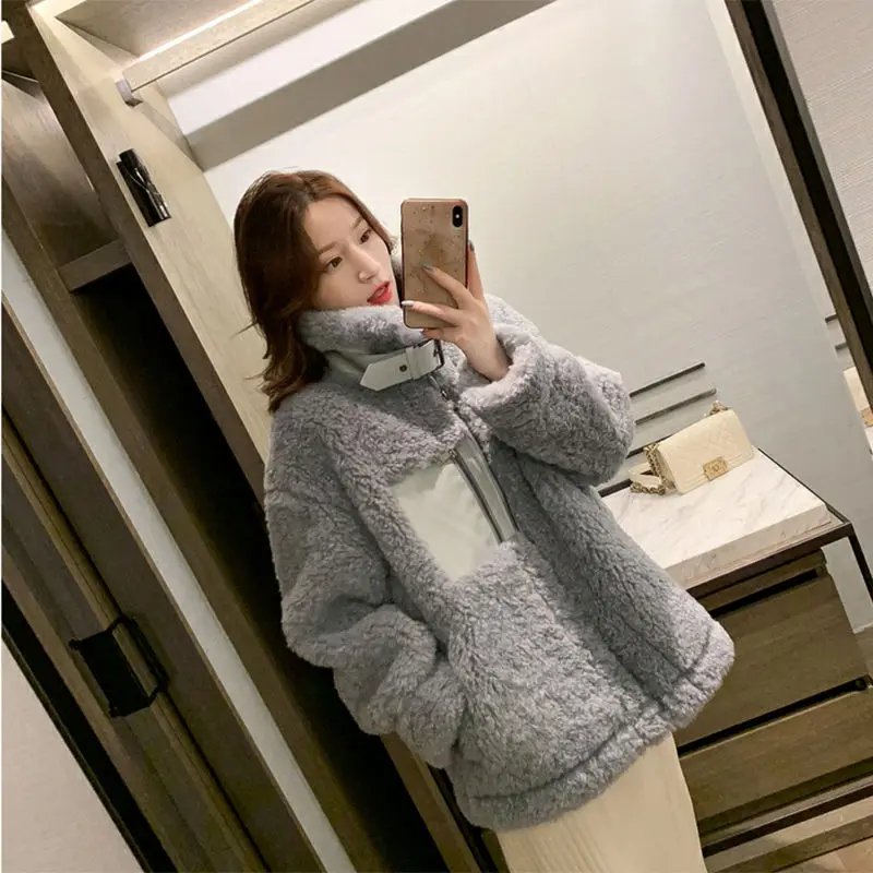 Осень и зима 2020 новая Корейская версия пальто с воротником стойкой из меха