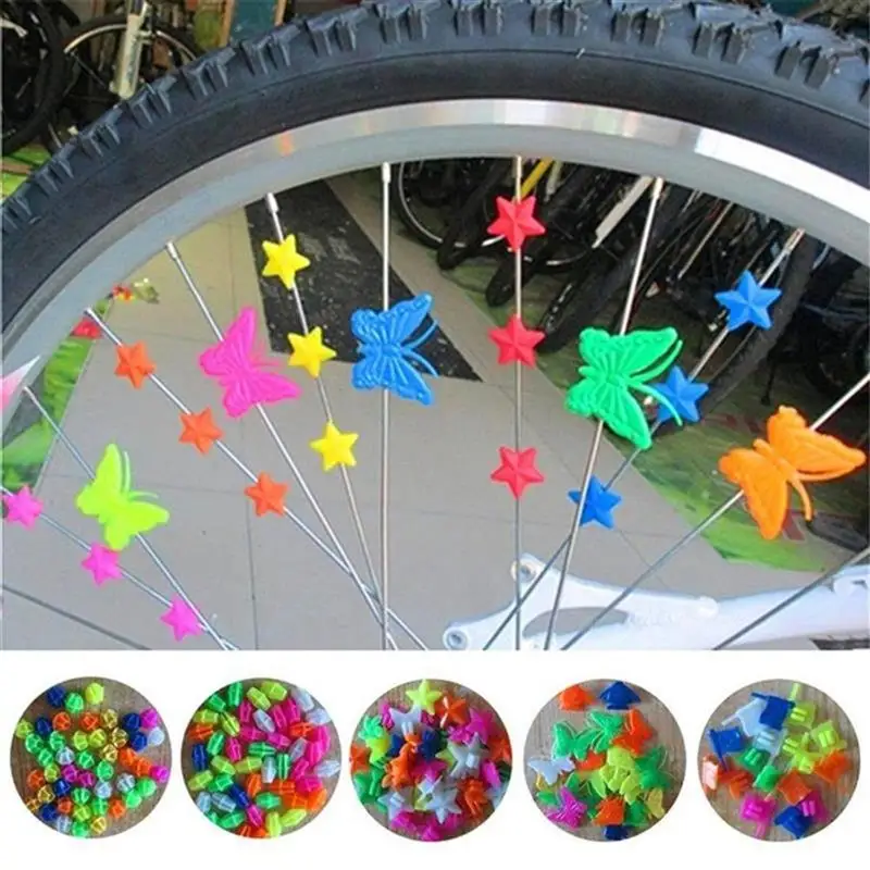 

170 Pcs/Set New Bicycle Wheel Spoke Plastic Beads Multi Color Children Clips Decoration Bike Cycling Accessories Kids Gifts