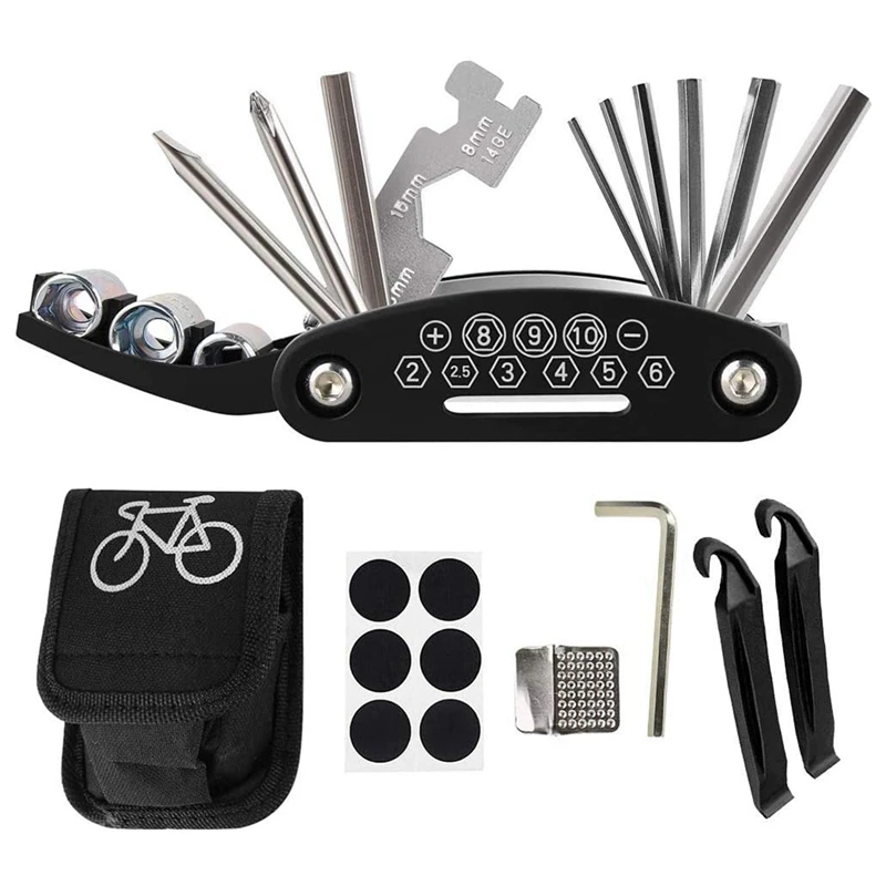

Bike Repair Tool Kit, 16 In 1 Multifunction Bicycle Repair Tool Kit Set, Cycling Repair Tool Outdoor Cycling Repairing
