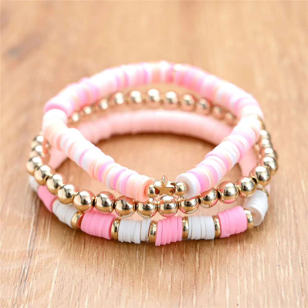 Бусины из полимерной глины очаровательные плетеные браслеты для женщин