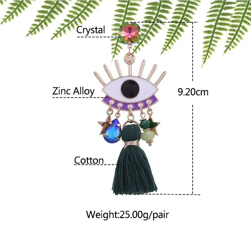 

Bohemian Long Tassel Earrings For Women Statement Eyes Crystal Alloy Oorbellen Voor Vrouw ladies Party Gifts Accessories Jewelry