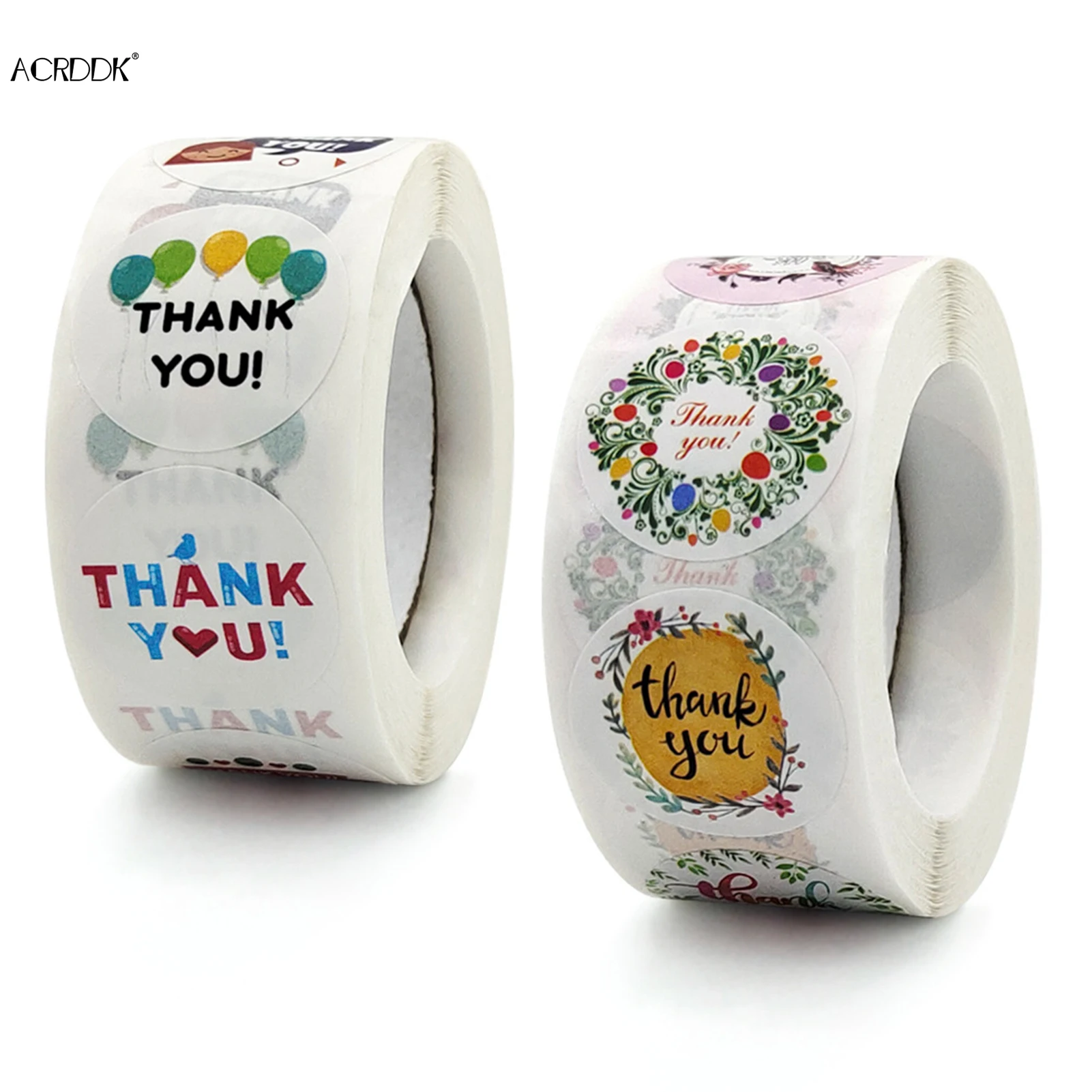 

Floral Thank You Stickers Roll 500-Count Stickers Round for Wedding Birthday Party Favors Holiday Celebration Decor DF