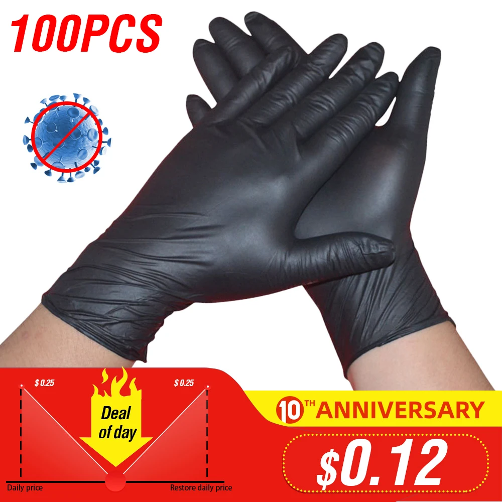 100 шт XL одноразовые латексные перчатки универсальные нитриловые лабораторные