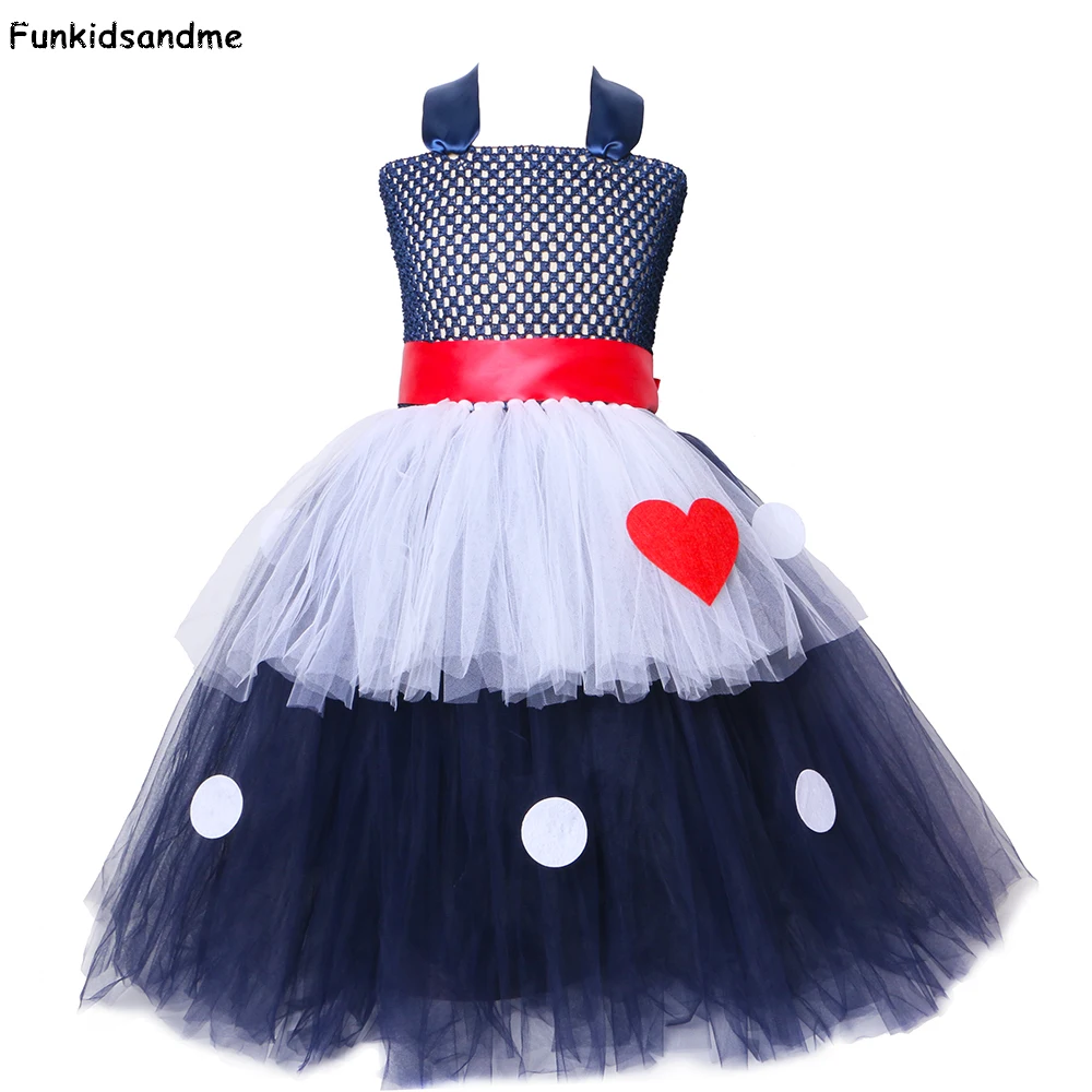 Платье-пачка для девочек в горошек темно-синее белое | Детская одежда и обувь