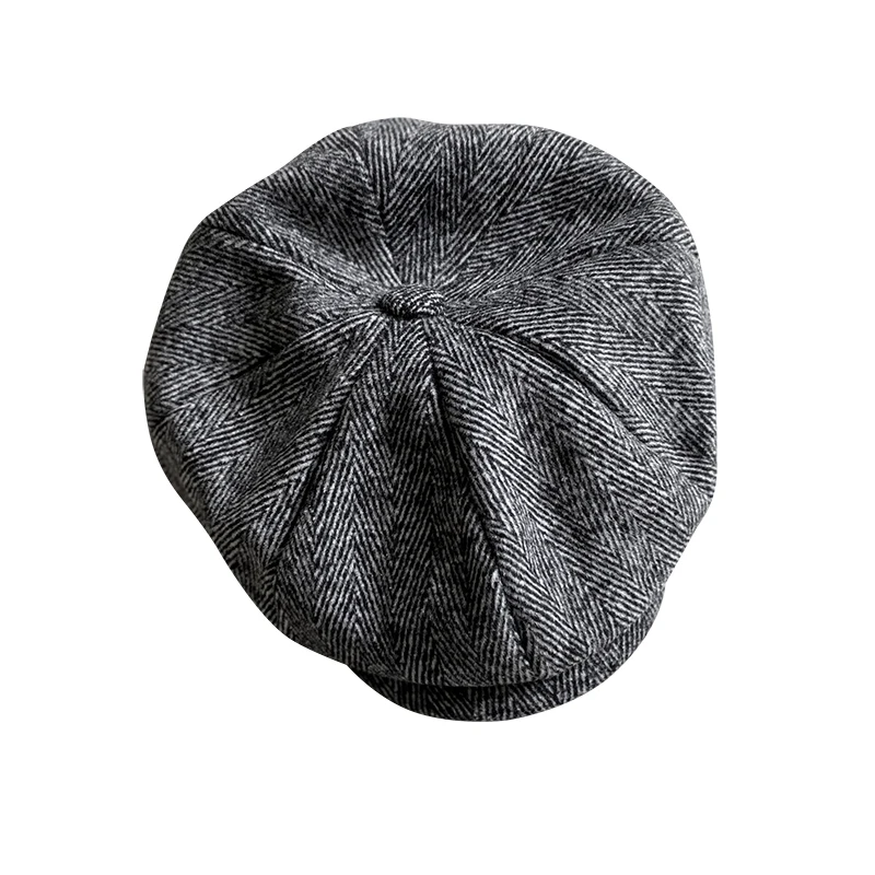 Шерстяная кепка для мужчин Осень-зима шляпа в стиле Гэтсби мужская плоская серая