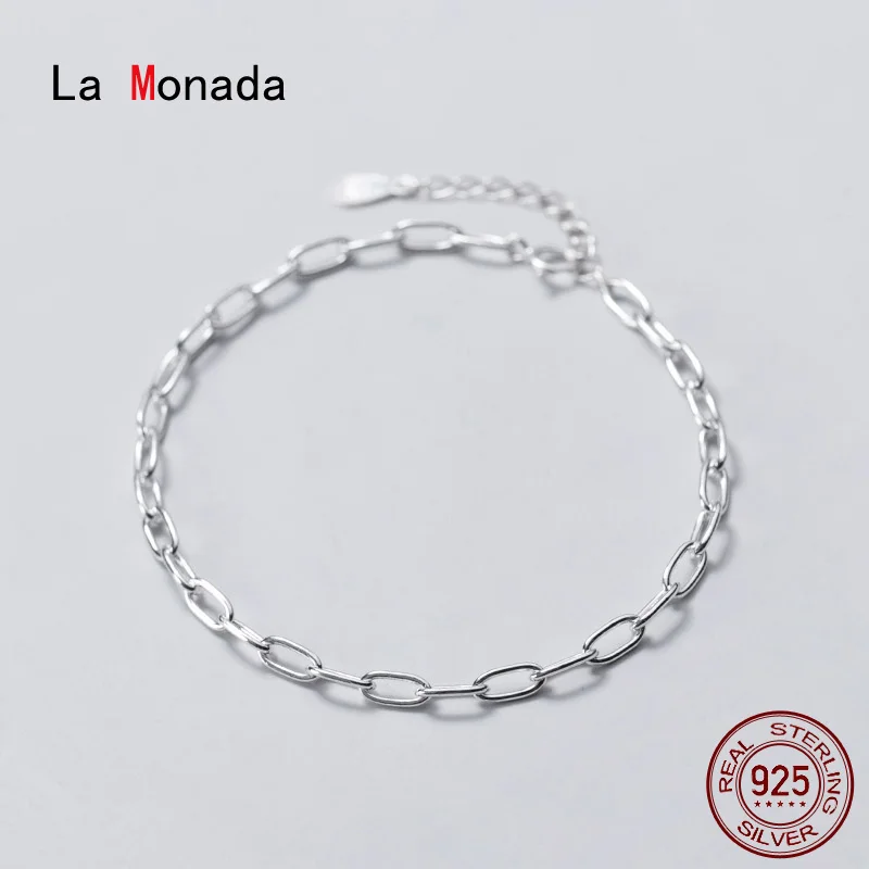 

Женский браслет La Monada, цепочка овальной формы из серебра 925 пробы, минималистские браслеты пробы
