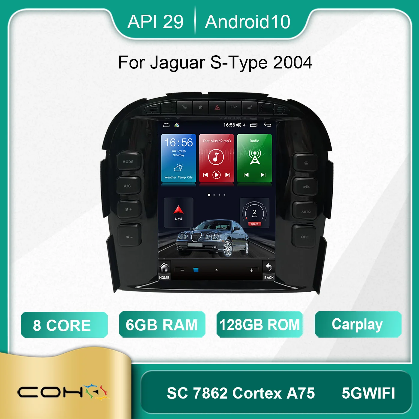 For Jaguar S-Type 2004 Android 10.0 Octa Core 6+128G Autoradio Car Multimedia Player GPS