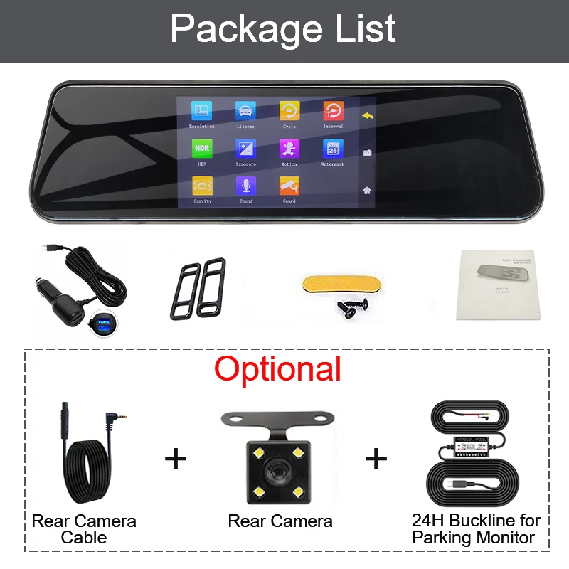 Car DVR 5 Inch Rearview Mirror Dual USB Charger Touch Screen For Auto Recorder 1080P FHD Night Vision Dash Cam G-Sensor | Автомобили и