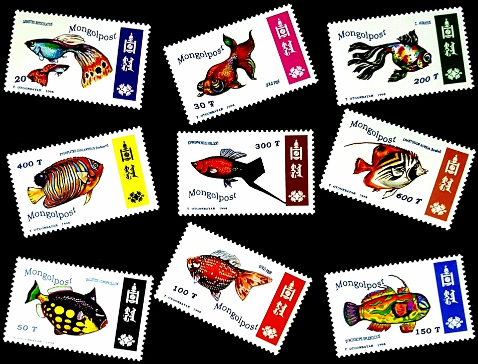 

9 PCS/Set,1998,Mongolia Post Stamp,Fish Stamps,Animal Stamp,High Quaility,Good Condition Collection,New Stamp,MNH