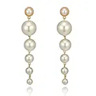 Модные жемчужные серьги, винтажные длинные висячие элегантные свадебные Висячие серьги для женщин, модные ювелирные изделия, подарки