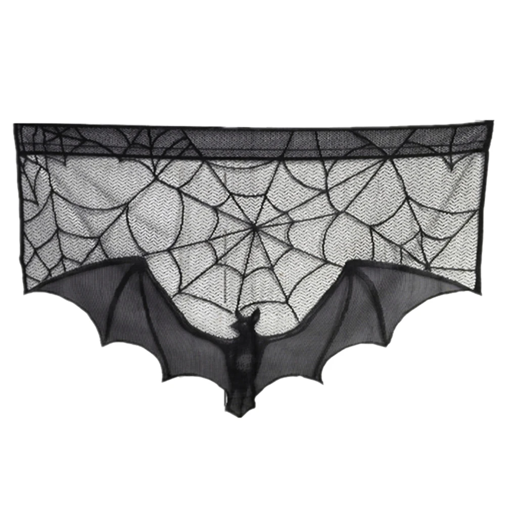 2019 Хэллоуин Паутина Летучая мышь Паук сетчатая скатерть камин МАНТИЯ вечерние