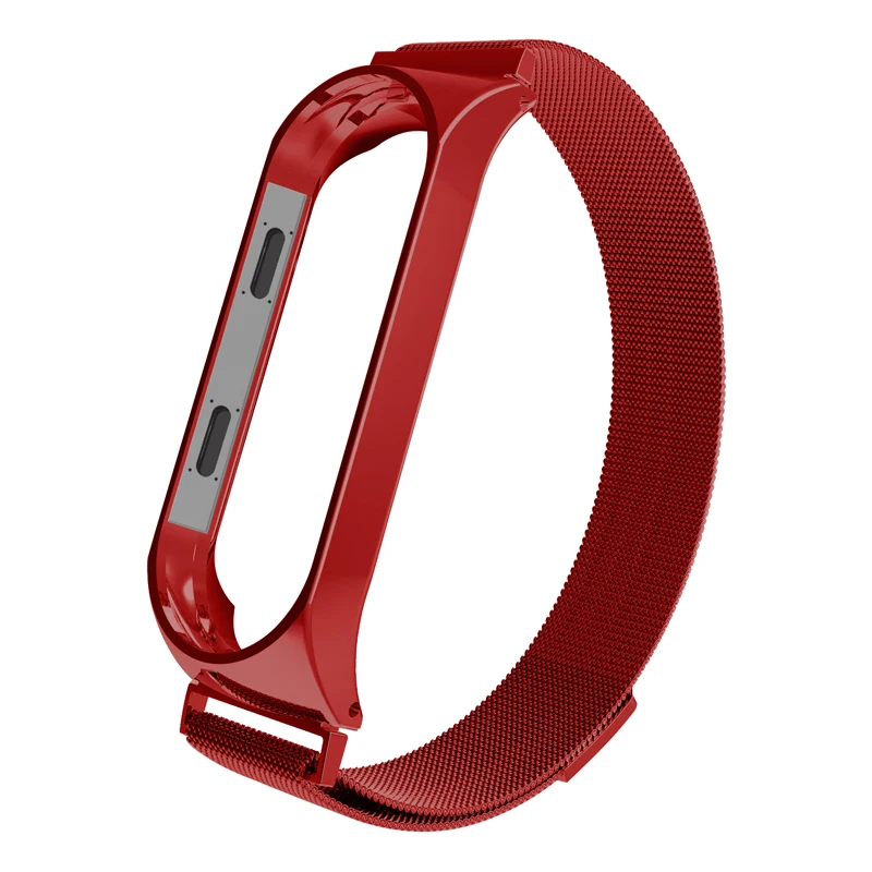 Red JKER ремешок для Xiaomi mi Band 3 mi Band 4 ремешок для Xiaomi mi band 3 браслет для Xiaomi mi группа 4 магнит металл из нержавеющей стали - Цвет: Red