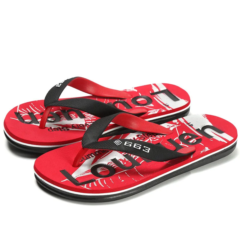 

Summer Graffiti Color Flip Flops Men's Rubber Soft Sole Outdoor Trend Youth Casual Sandals All-Match Non-Slip Beach Slippers