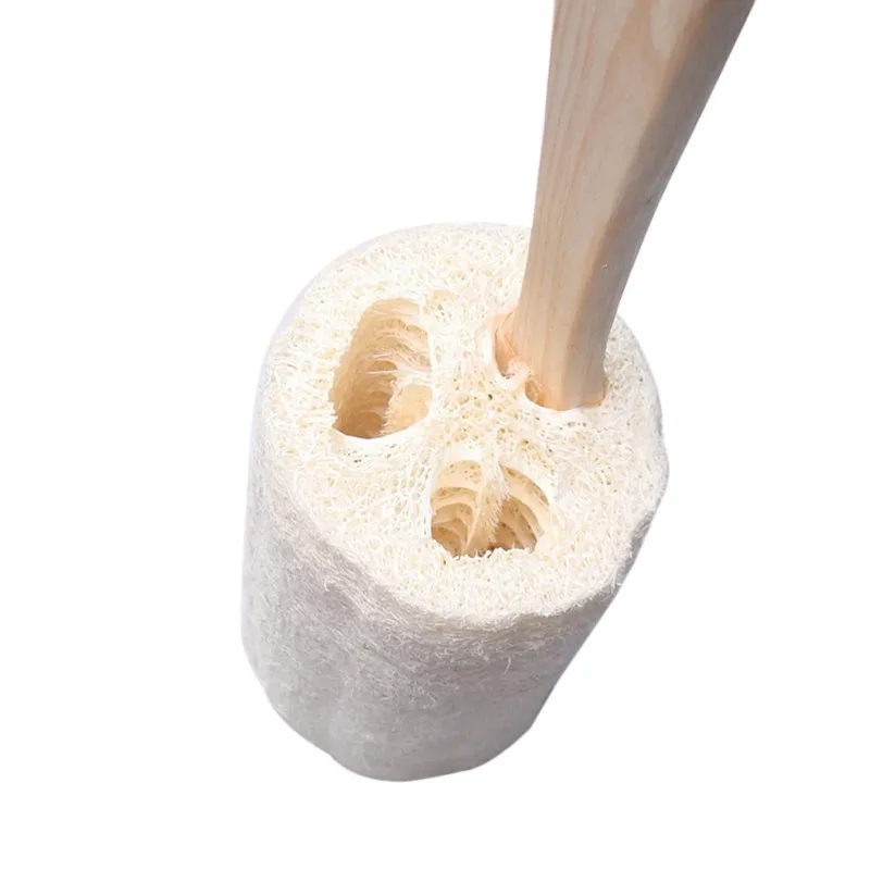 

Handle Stick Holder Body Shower Bath Spa New Arrival Natural Exfoliating Loofah Back Sponge Scrubber Brush with Long Wooden